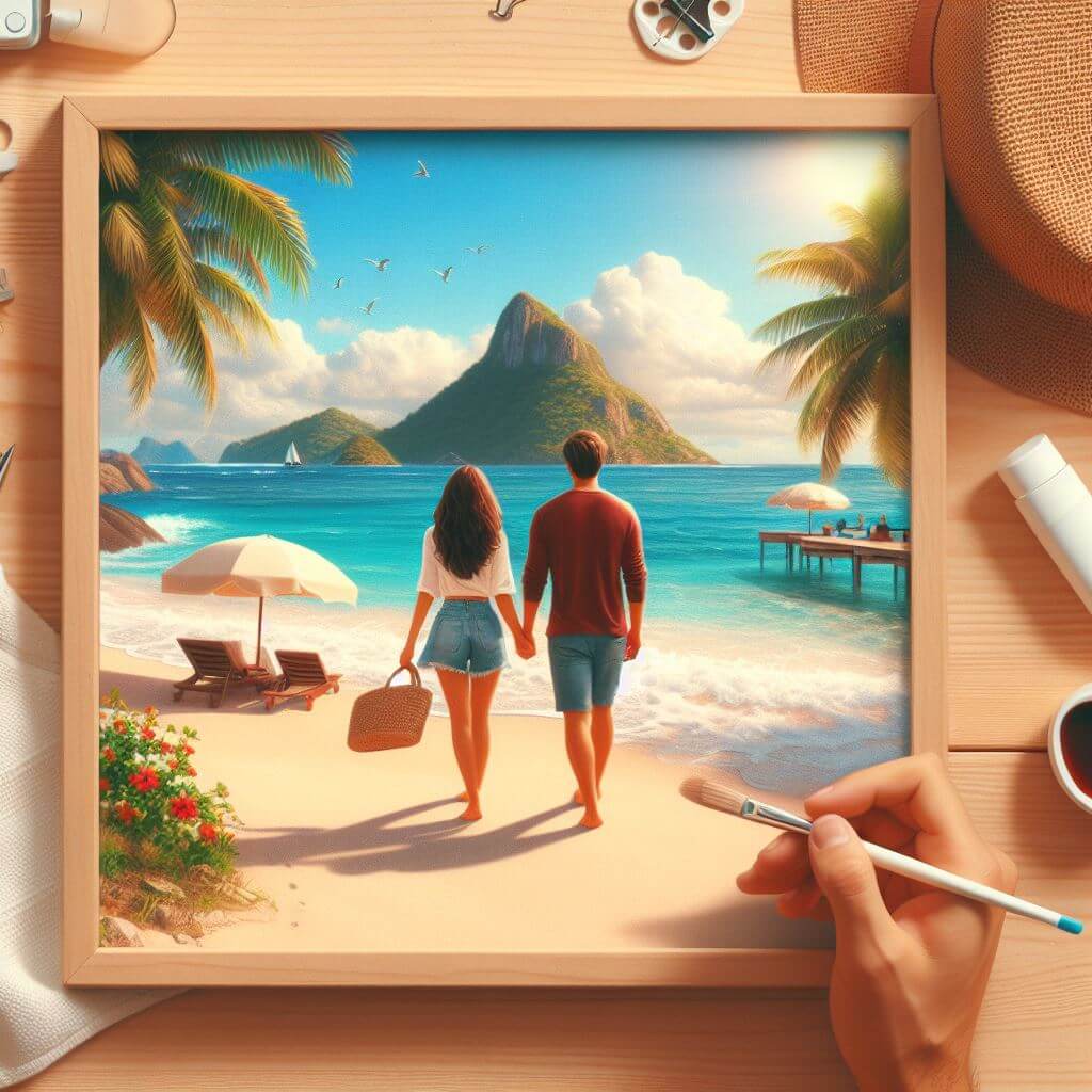 Anna Maria Island Beach, Beautiful, Romantic, Couples Enjoying Vacation on Beach.